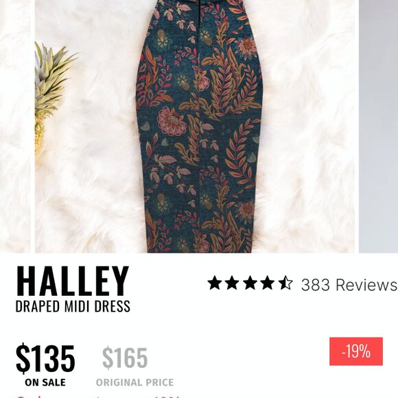 NEW Averie Halley Draped Midi Tropical Cocktail Evening Dress - Picture 5 of 12